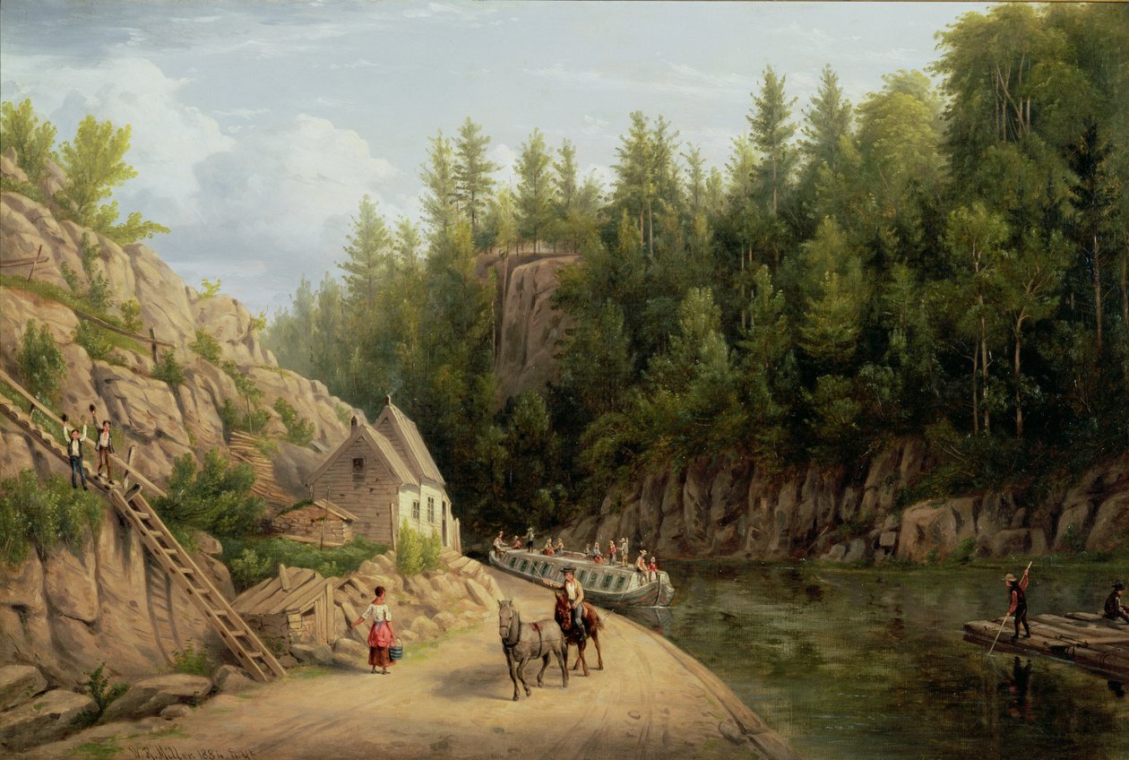 Erie Canal Little Fallsissa, New Yorkissa, 1884 tekijältä William Rickarby Miller