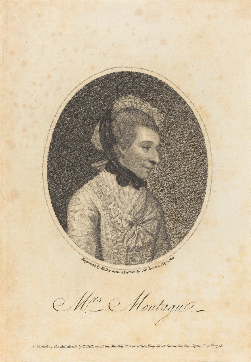 Elizabeth Montague tekijältä William Ridley after Sir Joshua Reynolds