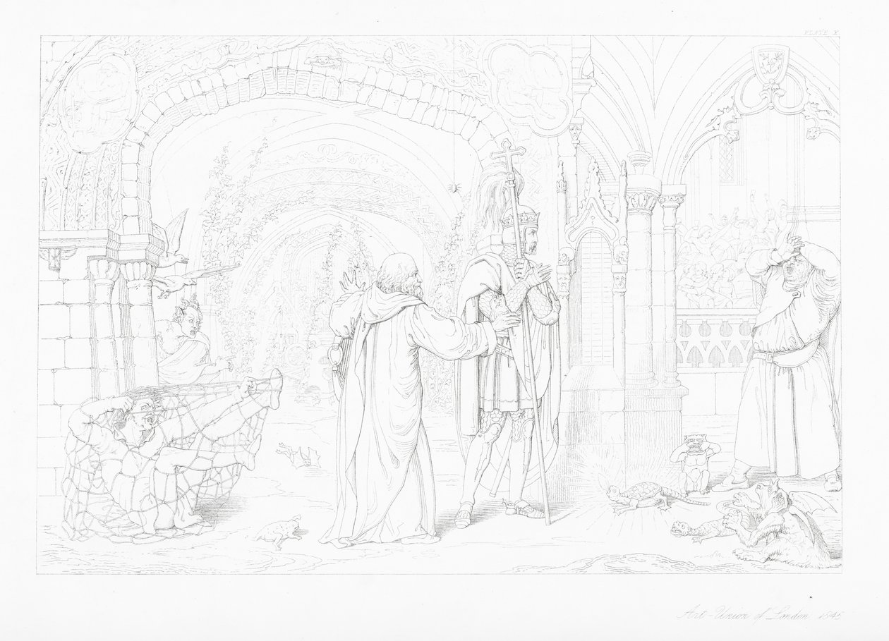 James Thomsonin The Castle of Indolence -teoksen kuvitus (kaiverrus). tekijältä William Rimer