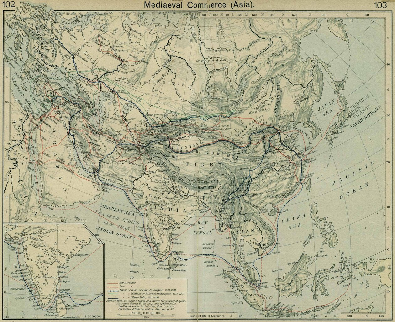 Keskiaikainen kauppa Aasia. Historiallisesta atlasesta tekijältä William Robert Shepherd