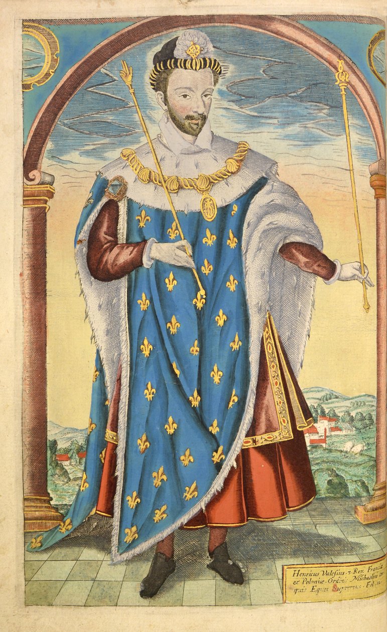 Henry III Ranskasta, nHonor Militarysta, ja Civill, William Segar, pub. Robert Barker, Lontoo, 1602 (käsinvärinen kaiverrus) tekijältä William Rogers