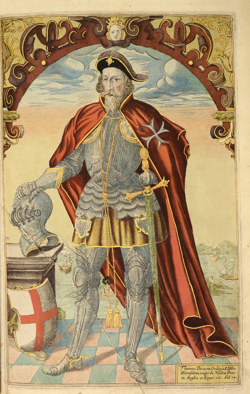 Sir Thomas Docwra, nHonor Militarysta, ja Civill, William Segar, pub. Robert Barker, Lontoo, 1602 (käsinvärinen kaiverrus) tekijältä William Rogers