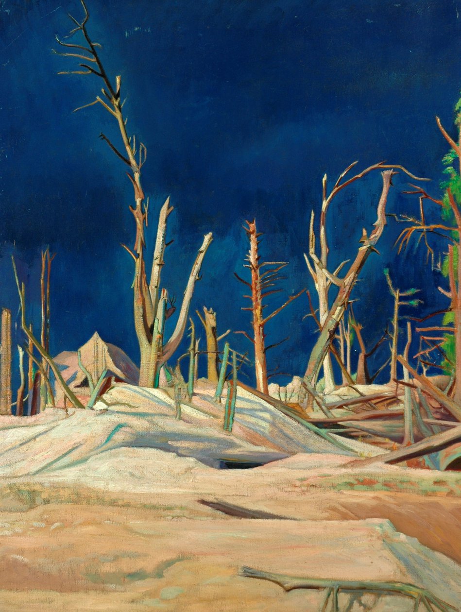 Puhalletut puut (öljy kankaalle) tekijältä William Rothenstein