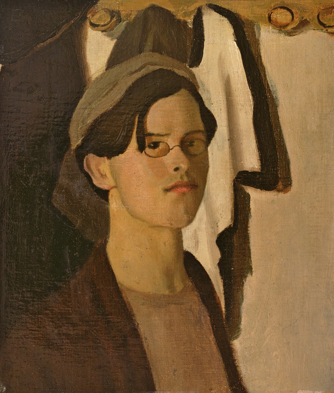 Omakuva (fragmentti suuremmasta maalauksesta) (öljy kankaalle) tekijältä William Rothenstein