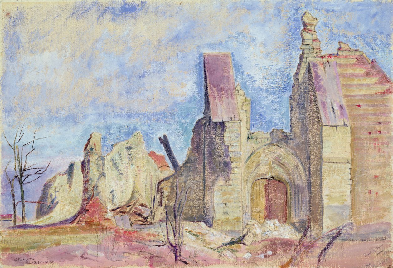 Länsirintama, Marchelepotin kirkko (guassi paperilla) tekijältä William Rothenstein