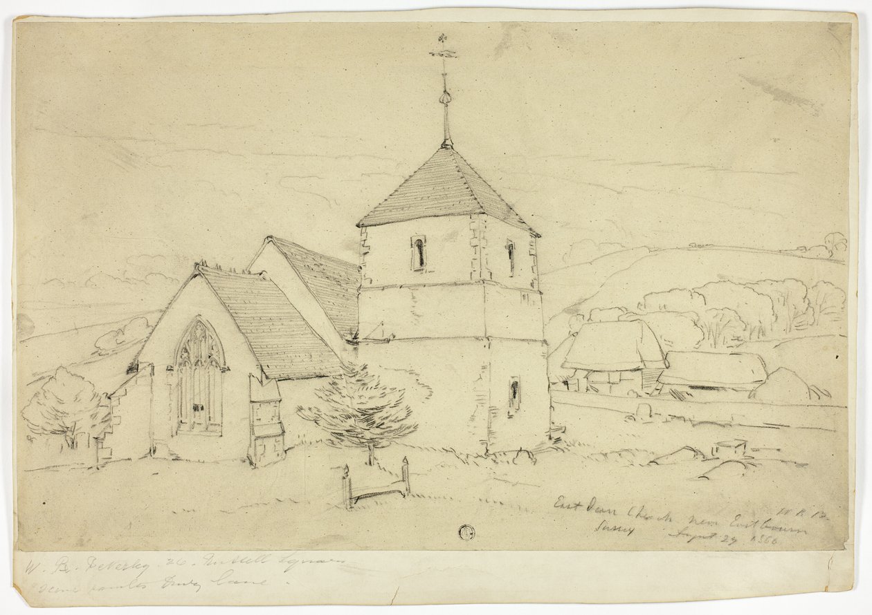 Easthamin kirkko lähellä Eastbourne Sussexia tekijältä William Roxby Beverley