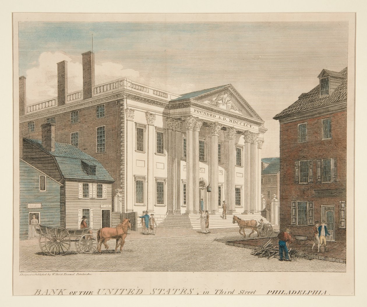 Bank of the United States, Third Street Philadelphia tekijältä William Russell Birch