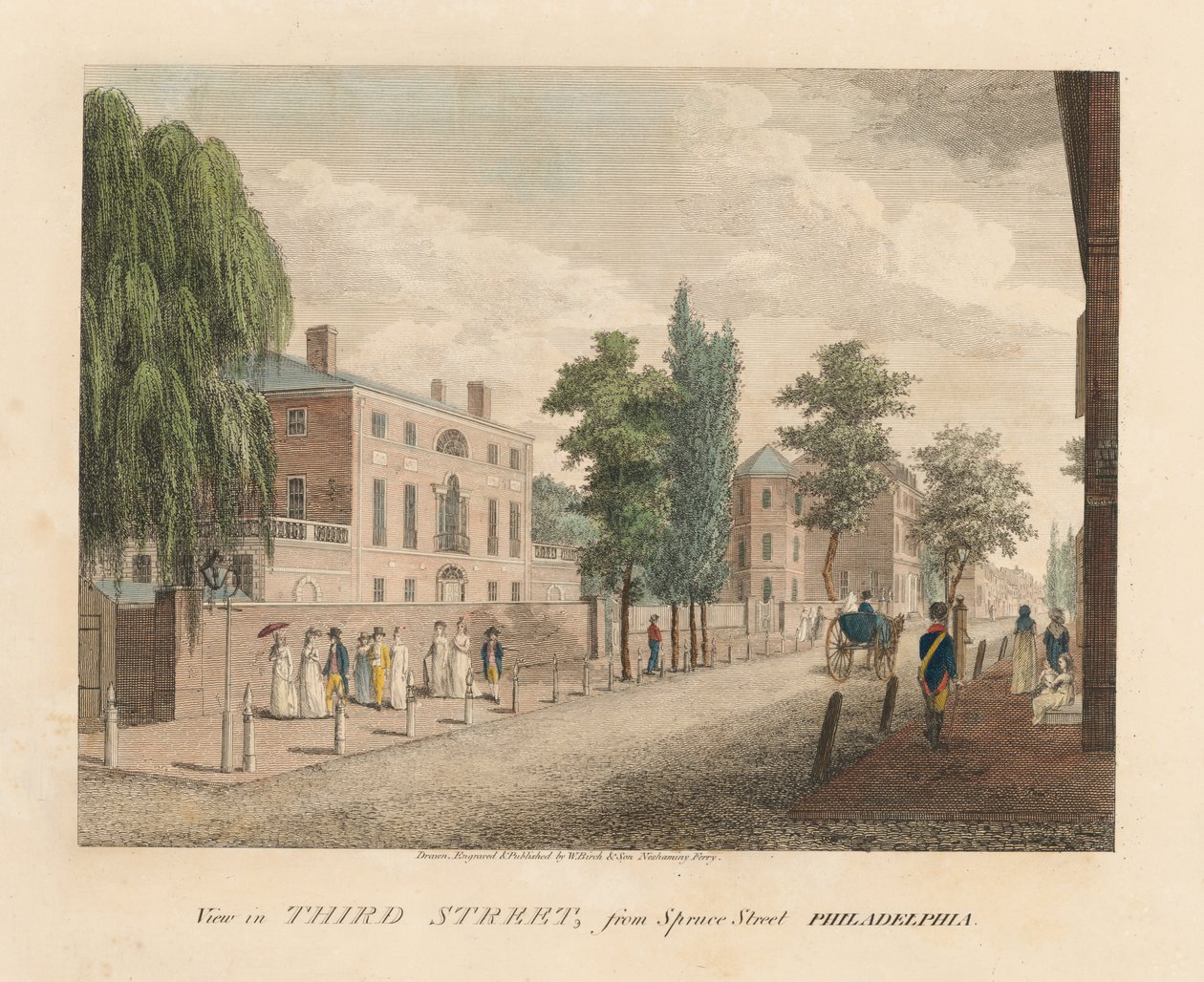 Näkymä Third Streetille Spruce Streetiltä tekijältä William Russell Birch