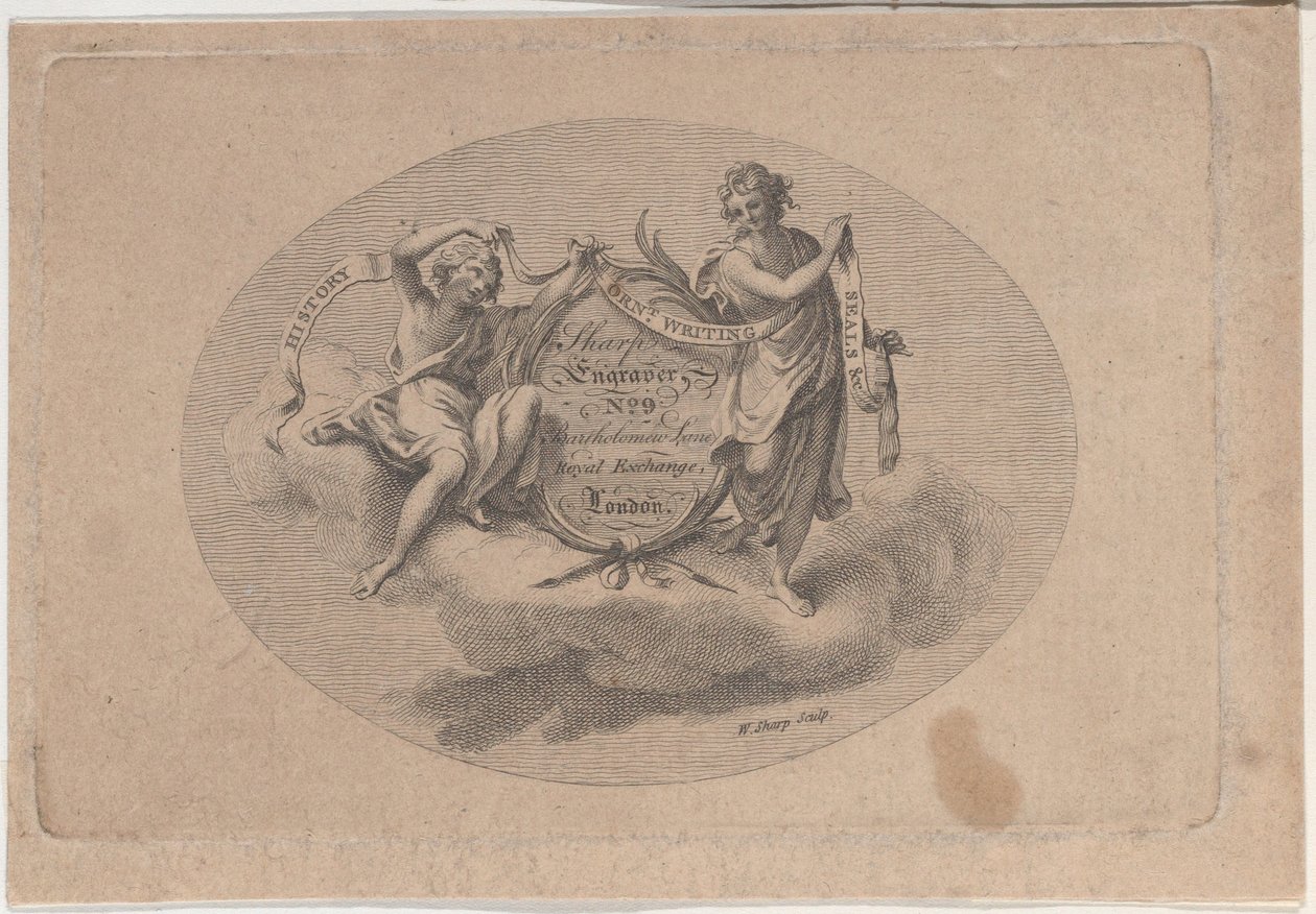 Kaivertajan William Sharpin kauppakortti, 1800-luku. tekijältä William Sharp