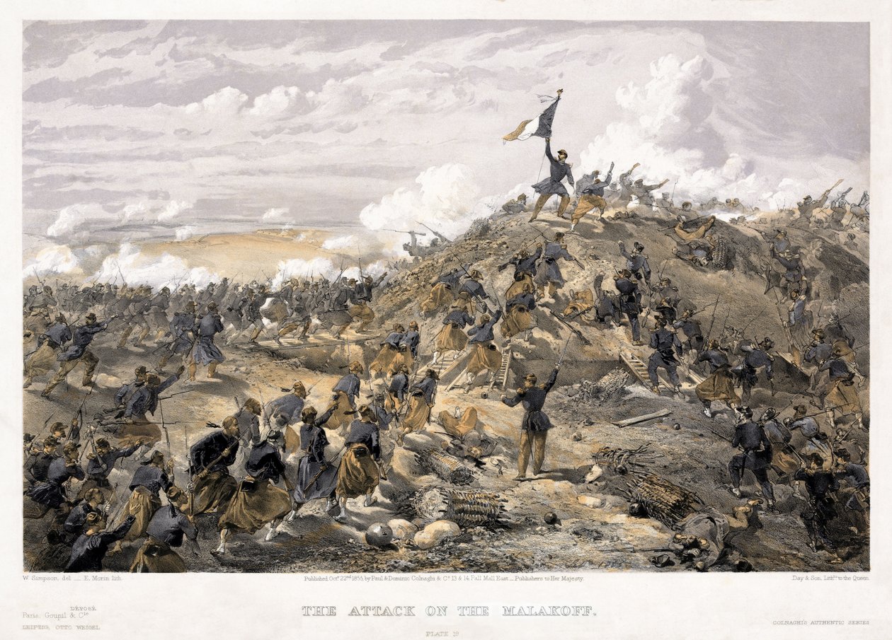 Hyökkäys Malakoff-redouttia vastaan 7.9.1855 1855 tekijältä William Crimea Simpson