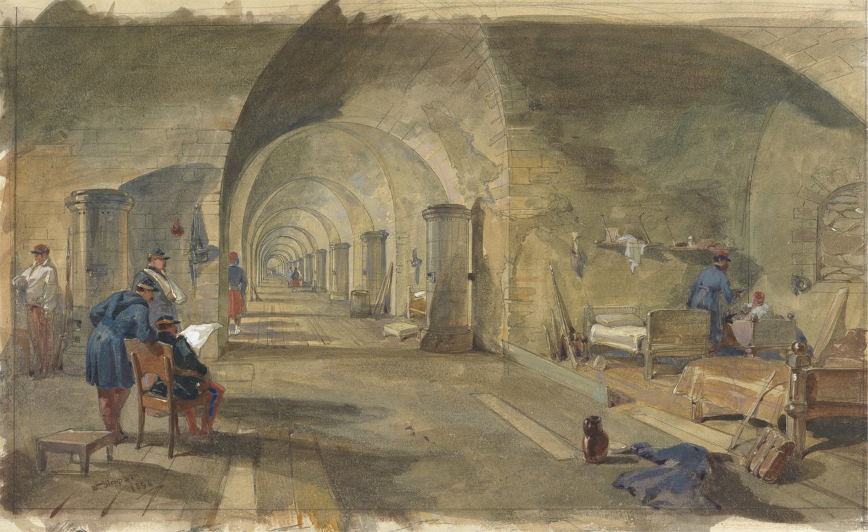 Fort Nicholasin sisustus, Sebastopol, Krim tekijältä William Simpson