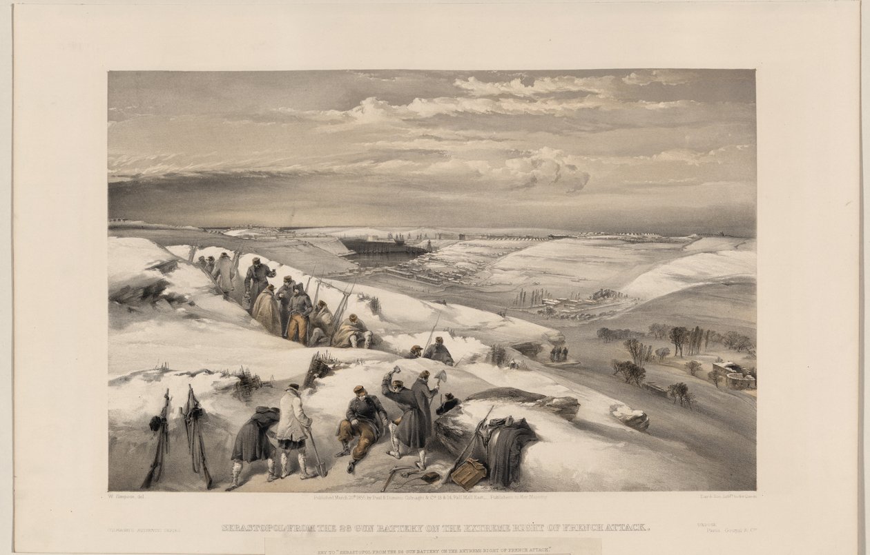 Sevastopol 26 tykkipatterista, 1855 tekijältä William Crimea Simpson