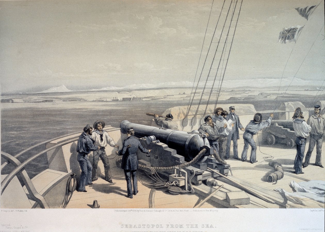 Näkymä Sevastopoliin mereltä, 1855 tekijältä William Crimea Simpson