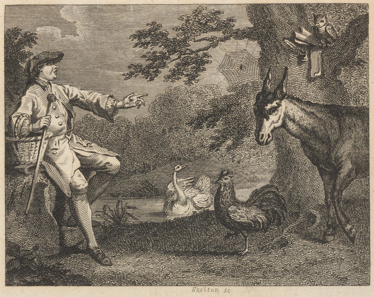 A coruja, o cisne, o galo, a aranha, o burro e o fazendeiro finlandês tekijältä William Skelton