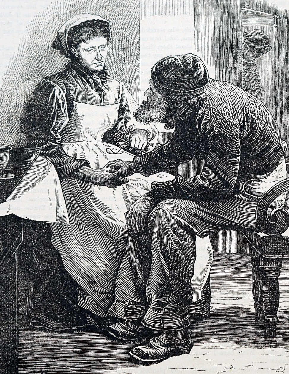 Vanhempi pariskunta. Kirjailija William Small (1843-1929) englantilainen kuvittaja. 1880 (kaiverrus) tekijältä William Small
