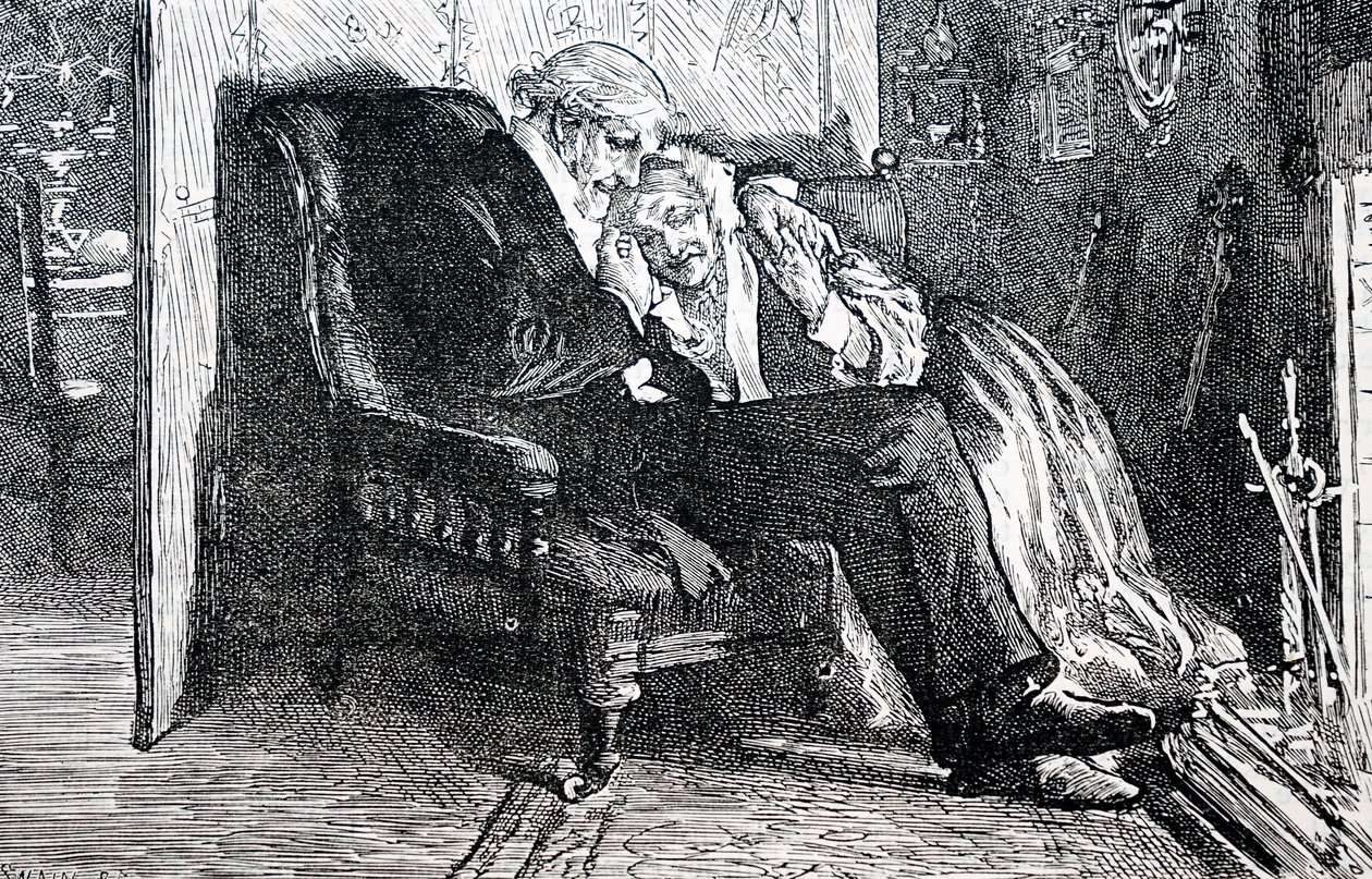 Vanhempi pariskunta. Kirjailija William Small (1843-1929) englantilainen kuvittaja. 1880 (kaiverrus) tekijältä William Small