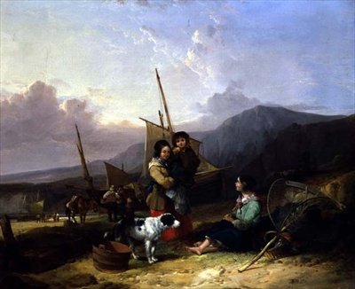Kalastajat meren rannalla tekijältä William Snr. Shayer