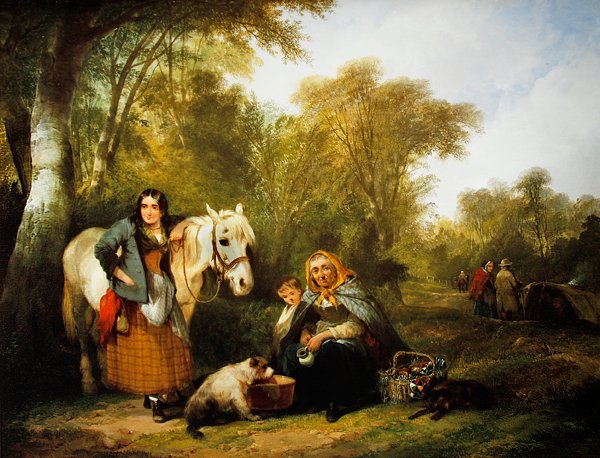 Gypsy Campment (öljy kankaalle) tekijältä William Snr. Shayer