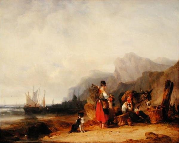 The Prawn Fishers, n. 1835 (öljy kankaalle) tekijältä William Snr. Shayer