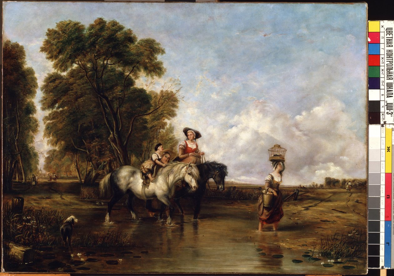 Fordin ylitys (Fordin kautta). William I Shayerin (1788-1879) maalaus. Öljy kankaalle, 94,5 x 127,5 cm. 1800-luvun englantilainen koulu. Valtion M.K. Ciurlionisin taidemuseo, Kaunas (Liettua). tekijältä William Snr. Shayer