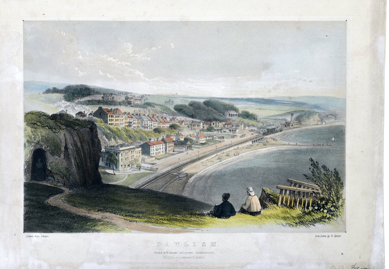 Dawlish c1845 (käsinvärinen litografia paperille) tekijältä William Spreat