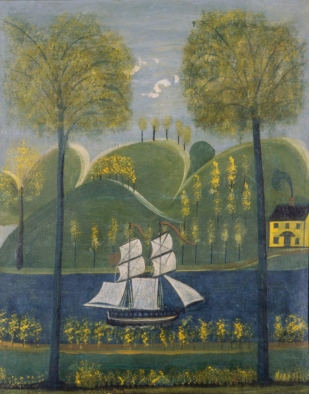 Under Full Sail, 1800-luvun toinen neljännes (öljyä ja kaseiinia () kipsille ja listalle). tekijältä William Stephen Coleman