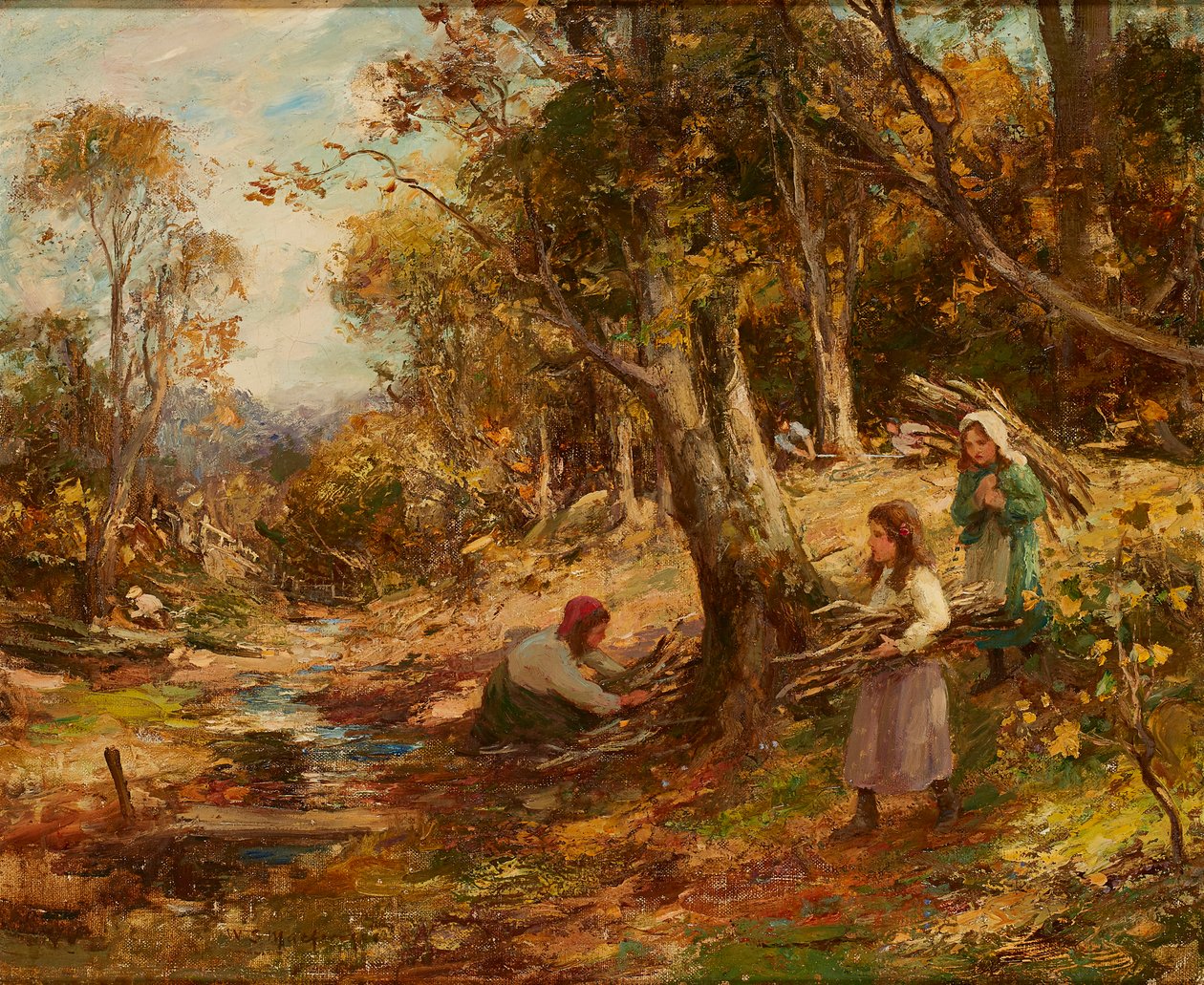 Polttopuiden kerääminen (öljy kankaalle) tekijältä William Stewart MacGeorge
