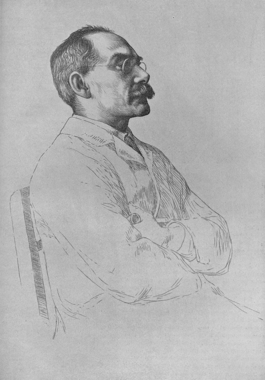 Rudyard Kiplingin muotokuva, 1898, 1906 tekijältä William Strang