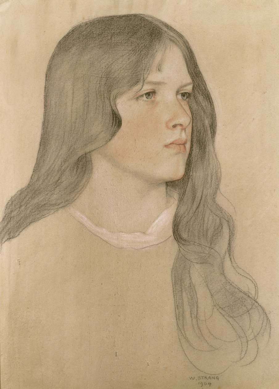 Tytön muotokuva, 1904 (värikynä paperille) tekijältä William Strang