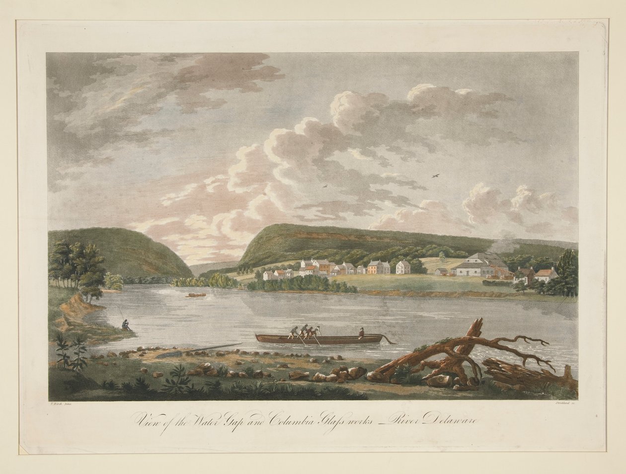 Vista del Water Gap i Columbian Glassworks, River Delawarefinnish tekijältä William Strickland