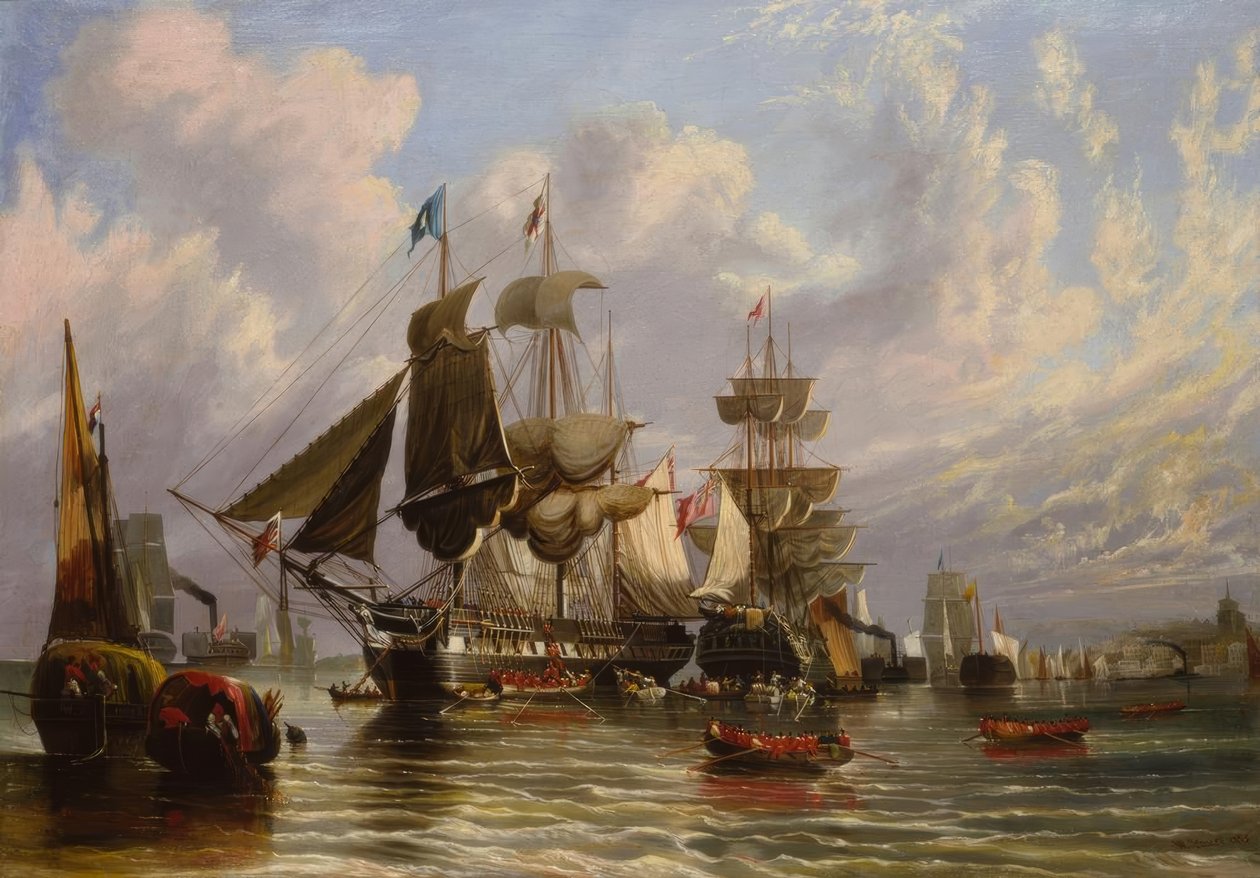 Krimkrieg, Einschiffung engl. Truppen, 1855 / Gem. v. W. Stuart tekijältä William Stuart