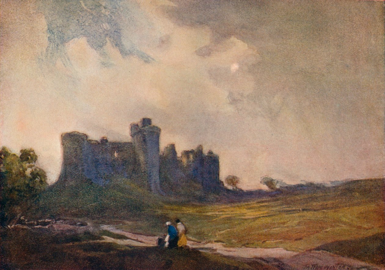 Tuleva myrsky, Carew Castle, c1913 1914-1915 tekijältä William Tatton Winter