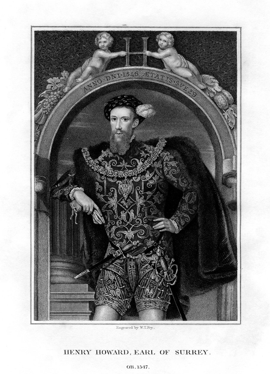 Henry Howard, Earl of Surrey, englantilainen aristokraatti ja runoilija, 1829. tekijältä William Thomas Fry