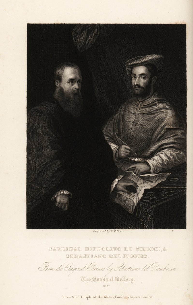Muotokuva Sebastiano del Piombosta, italialaisesta korkearenessanssin ja varhaisen manierismin aikakauden taidemaalarista, noin 1485-1547, kardinaali Ippolito de