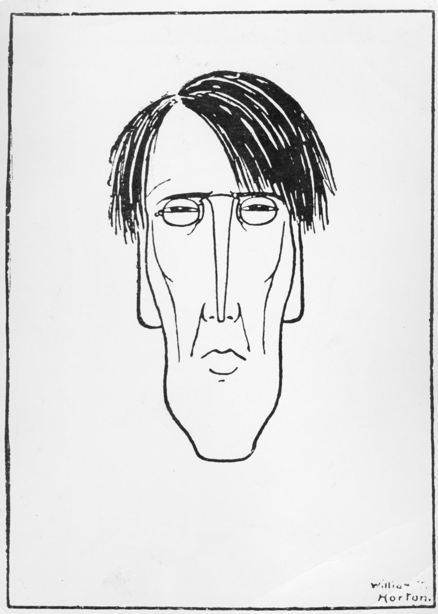 Karikatyyri W.B. Yeats, 1898 (muste paperille) tekijältä William Thomas Horton