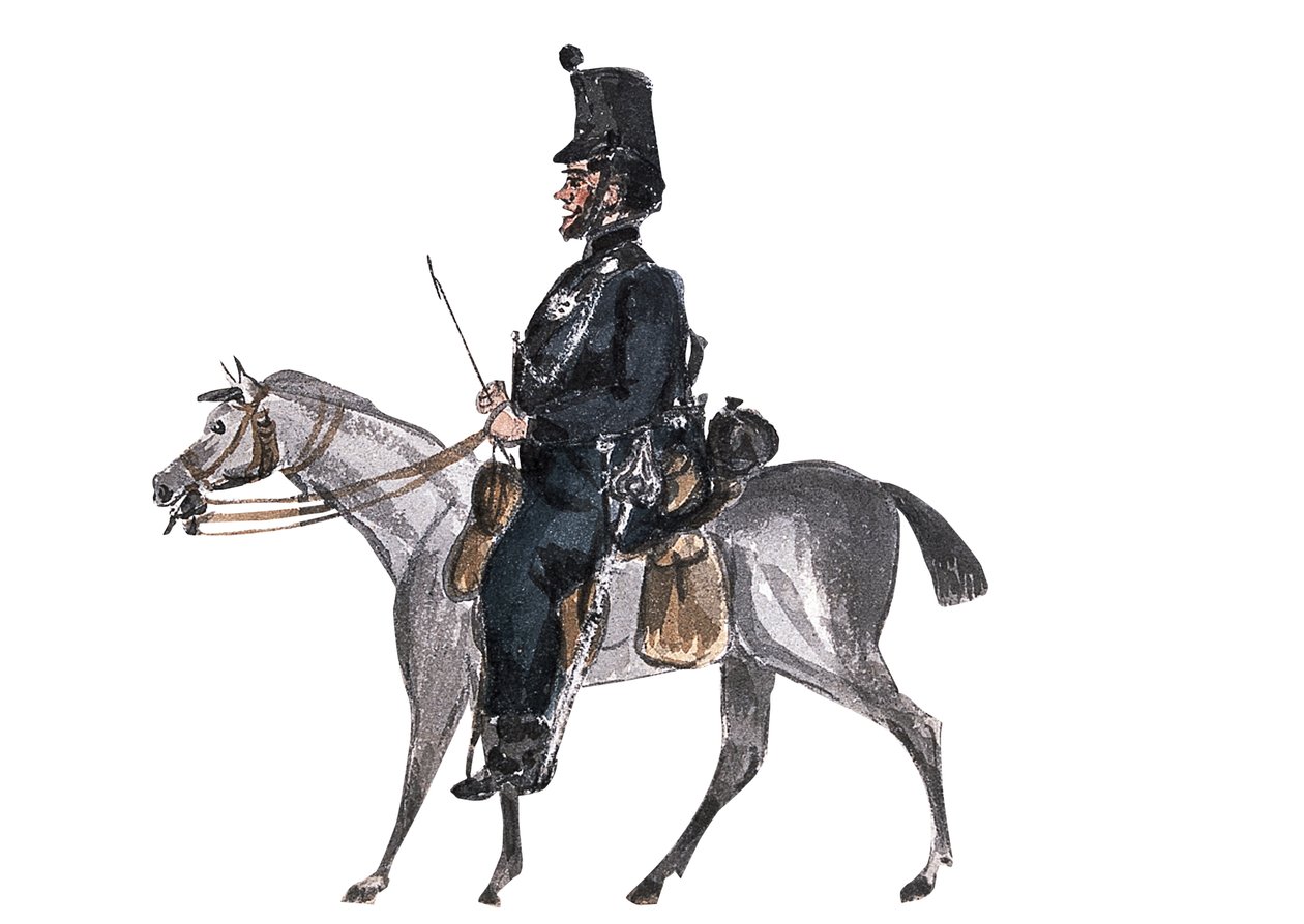 "Kivääriprikaatin tohtori S, maaliskuun linjalla"   (piirustus) tekijältä William Thomas Markham