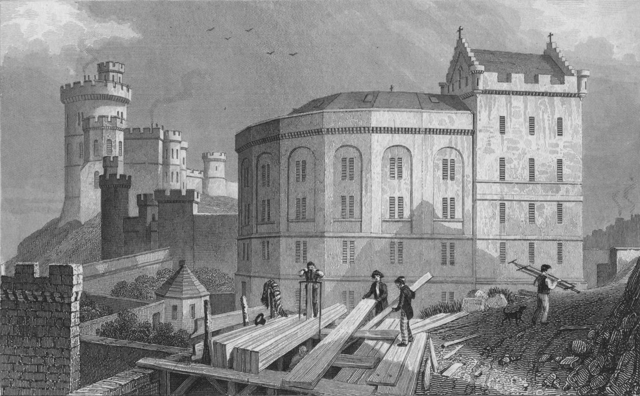 East End of the Bridewell ja Jail Governors House, Edinburgh, 1829 tekijältä William Tombleson
