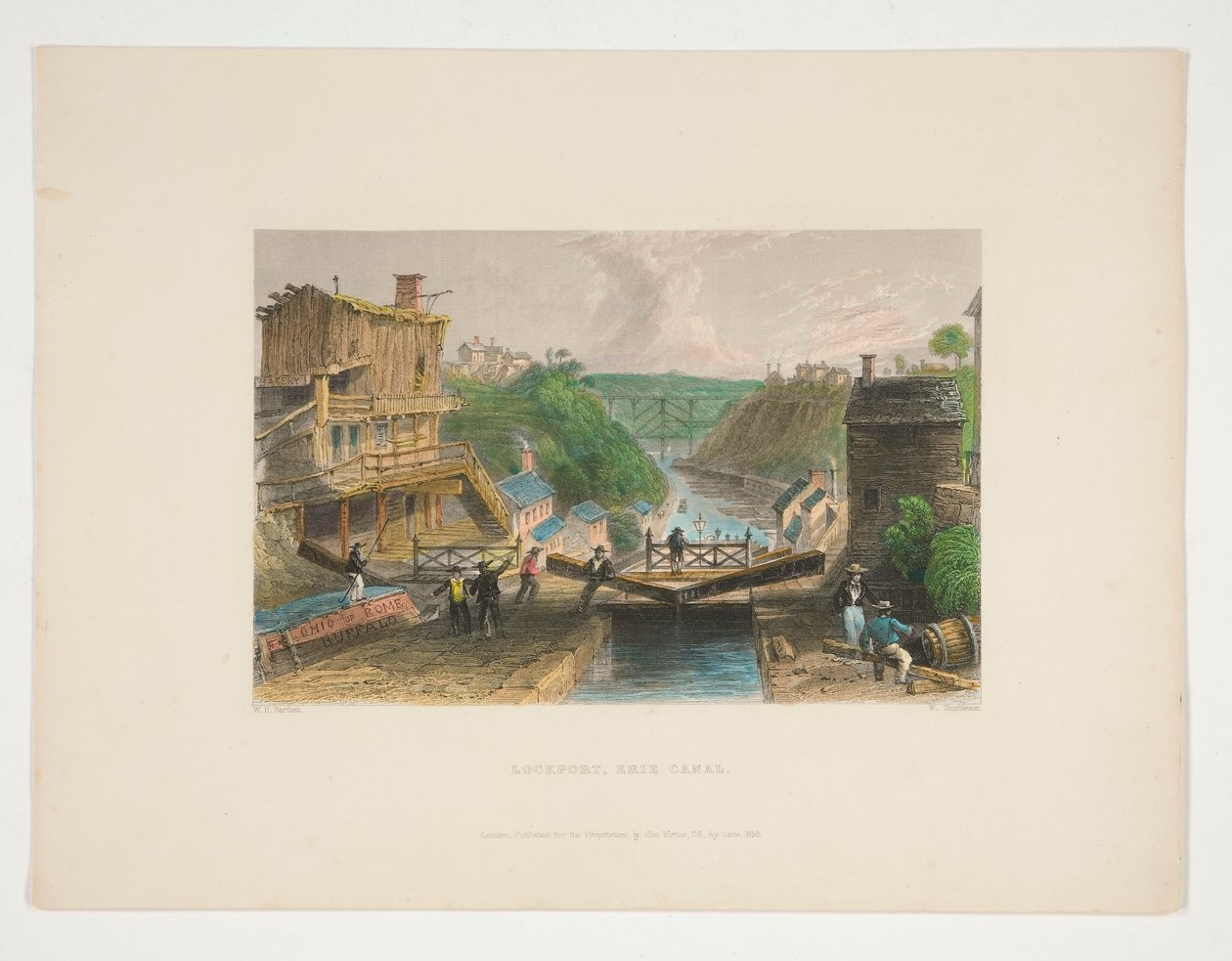 Lockport, Erie Canal, kuvitus Nathaniel Parker Willisille tekijältä William Tombleson