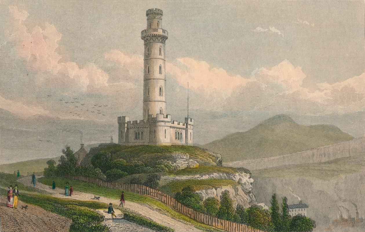 Nelsons-monumentti, Calton Hill, Edinburgh, 1830. tekijältä William Tombleson