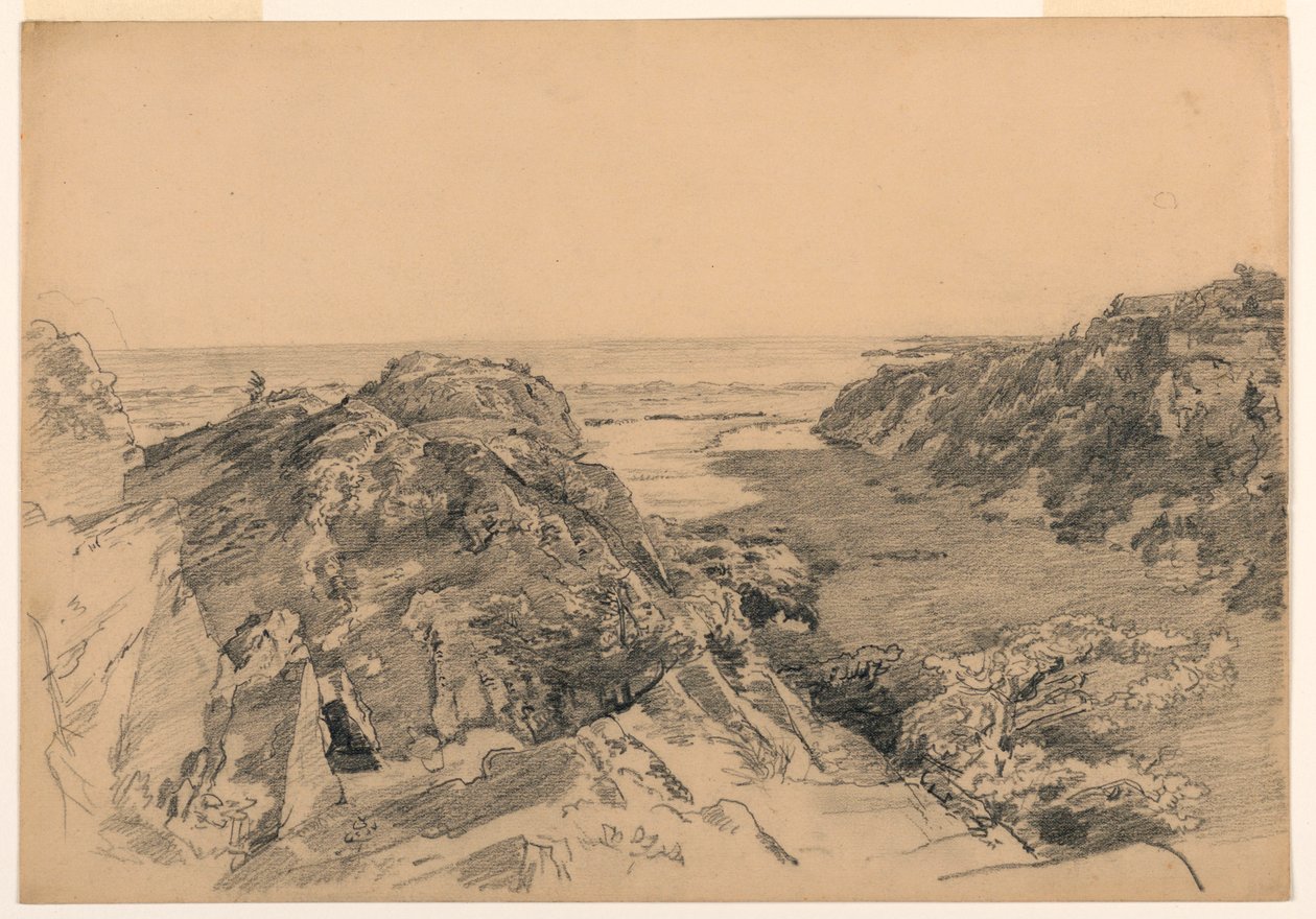 Piirros, Paratiisi ja kiirastuli, Middletown, Rhode Island, n. 1875-80. tekijältä William Trost Richards