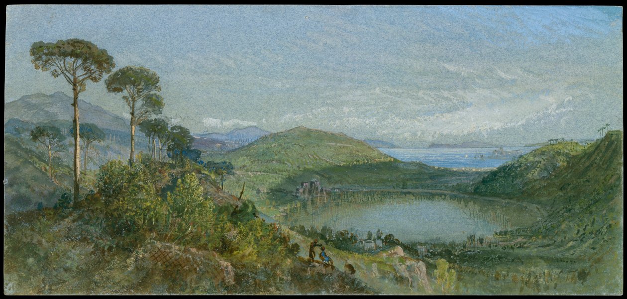 Lago Avernus, noin 1867-70 (akvarelli). tekijältä William Trost Richards