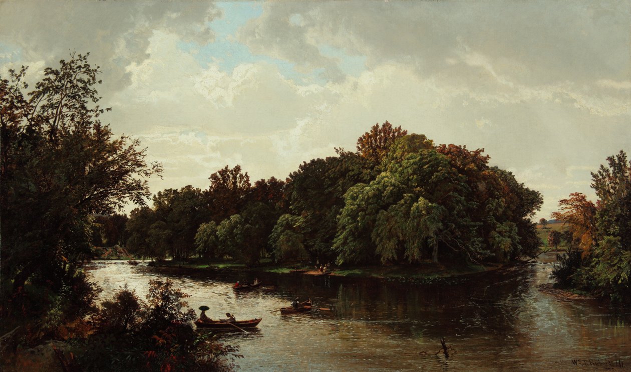 Järvimaisema, veneily 1861 (Öljy kankaalle) tekijältä William Trost Richards
