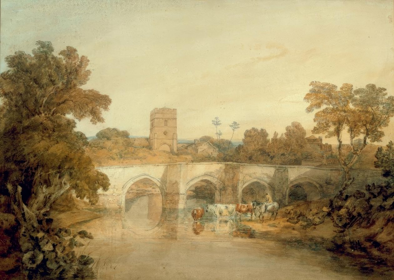 Bromfield Onny-joella, lähellä Ludlowia, Shropshire tekijältä Joseph Mallord William Turner