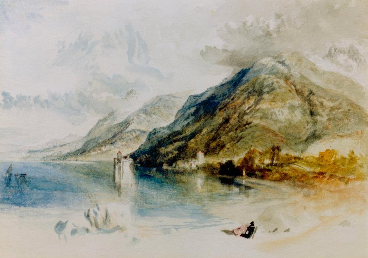 Chillonin linna Genevejärvellä Villeneuvesta katsottuna tekijältä Joseph Mallord William Turner