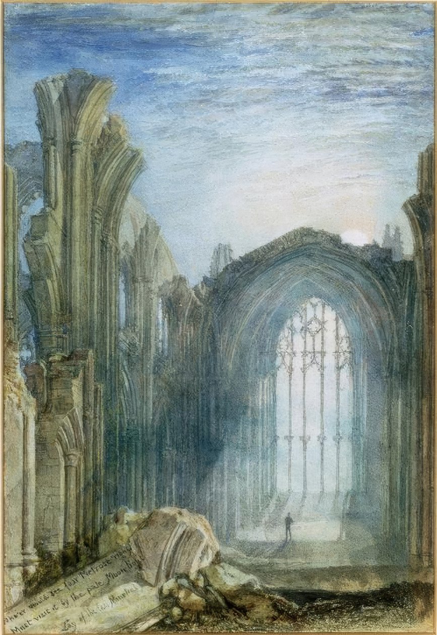 Melrose Abbey: Kuvitus Sir Walter Scottin La tekijältä Joseph Mallord William Turner