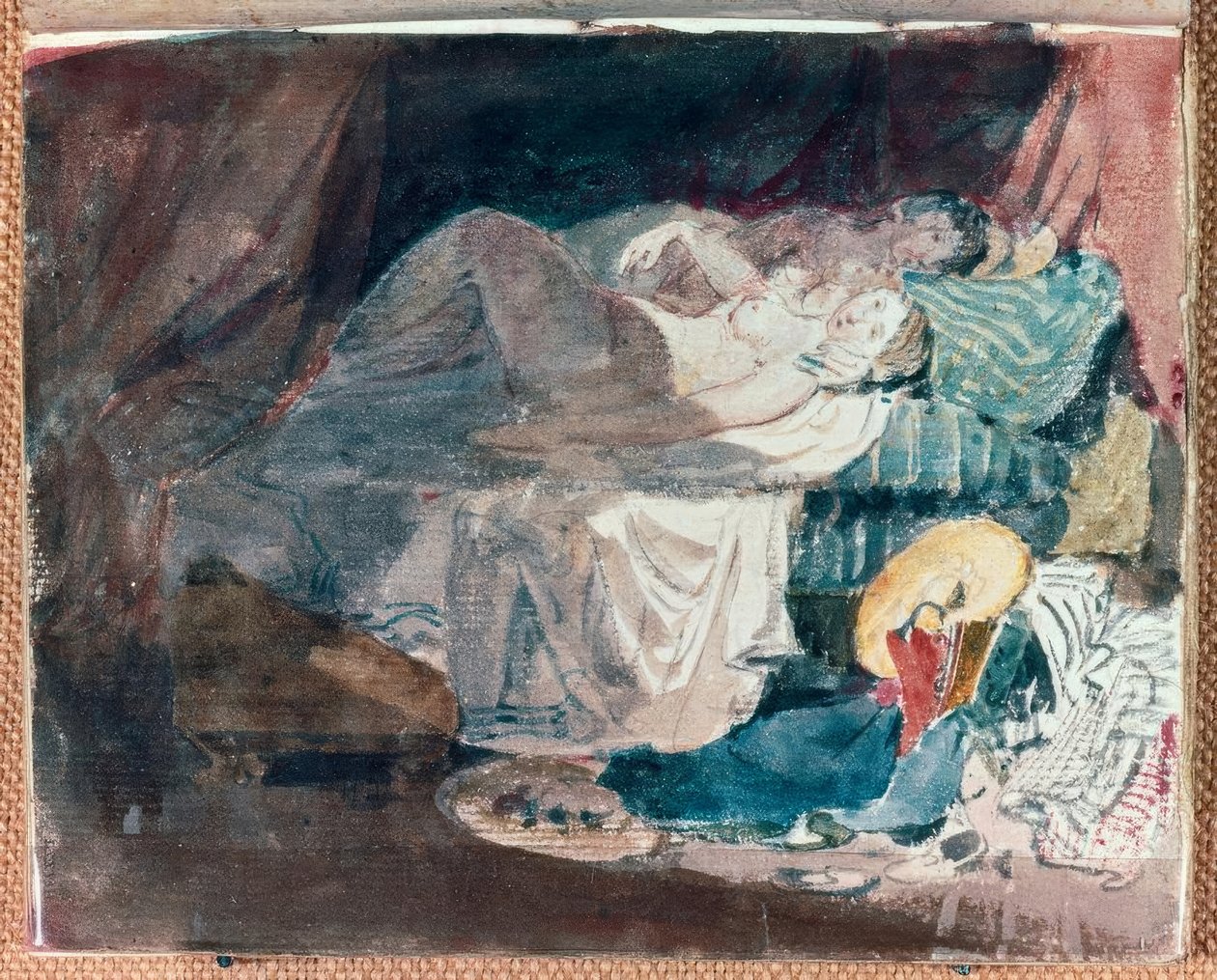 Alaston tyttö ja seuralainen sängyssä tekijältä Joseph Mallord William Turner