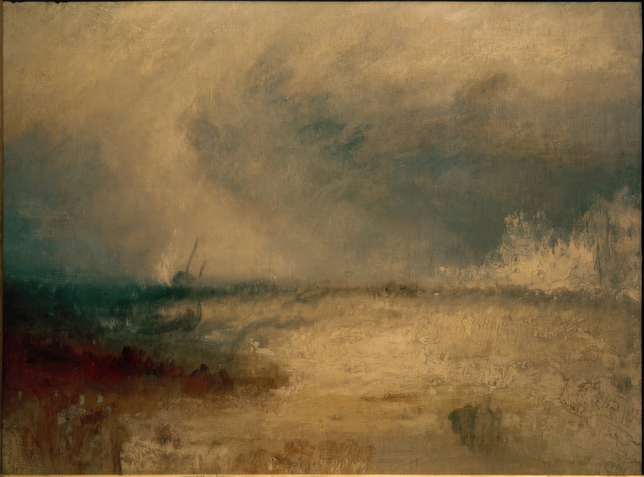 Aallot puhkeavat rannalla tekijältä Joseph Mallord William Turner