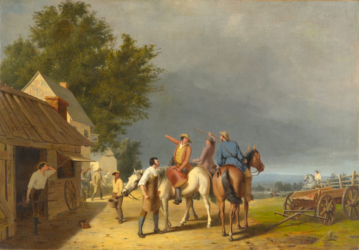Ensimmäiset uutiset Lexingtonin taistelusta, 1847 tekijältä William Tylee Ranney