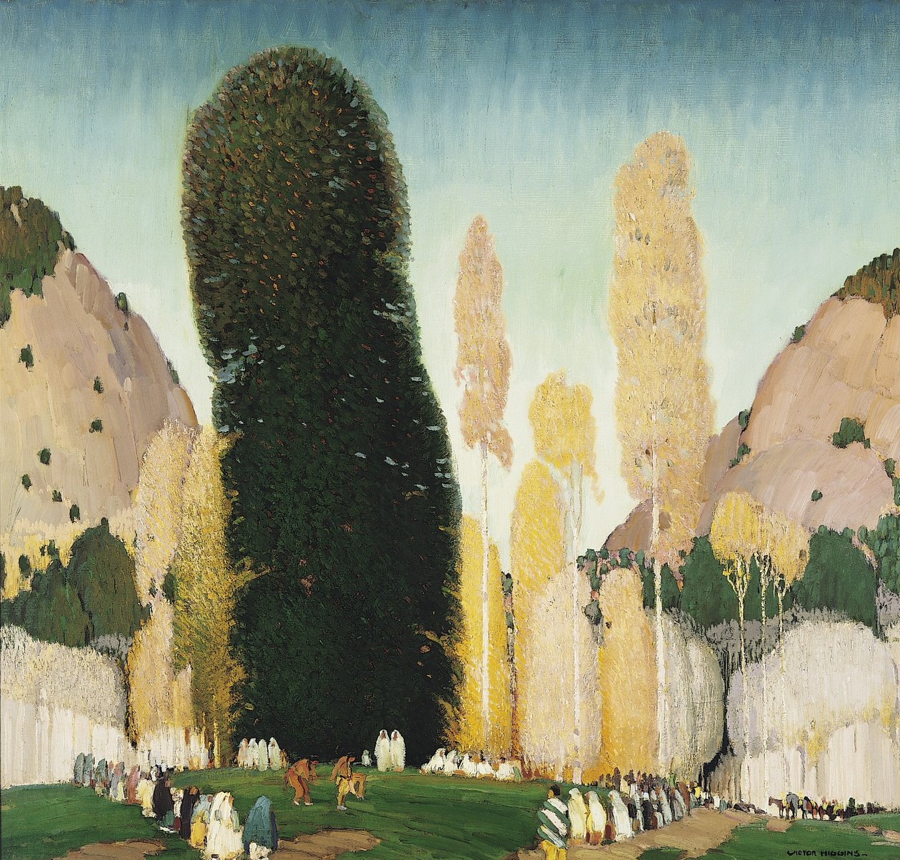 Vuoristoseremonia, n. 1930 (öljy kankaalle) tekijältä William Victor Higgins