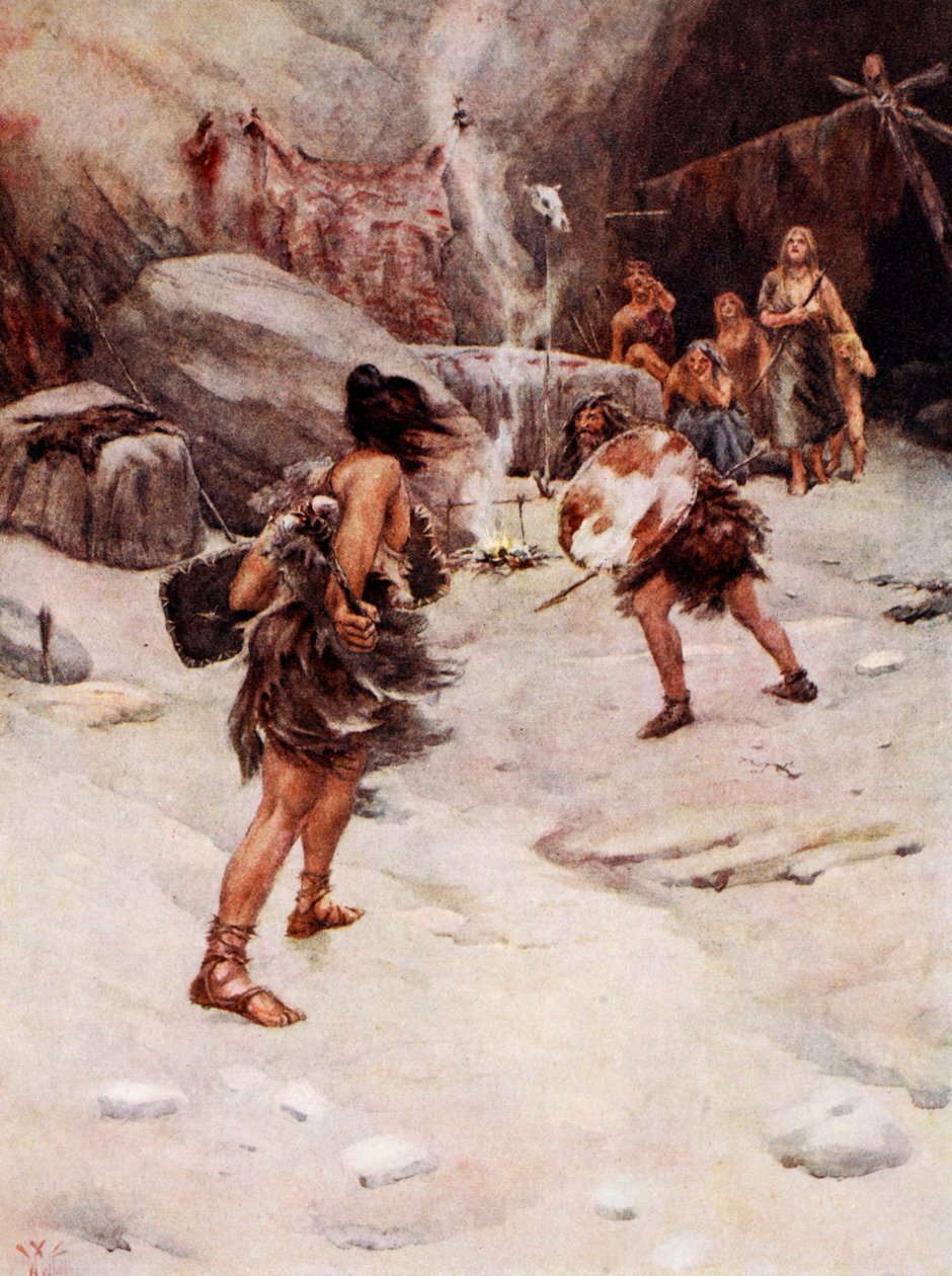 Esihistoriallinen mies (väri litho) tekijältä William W. (after) Collins